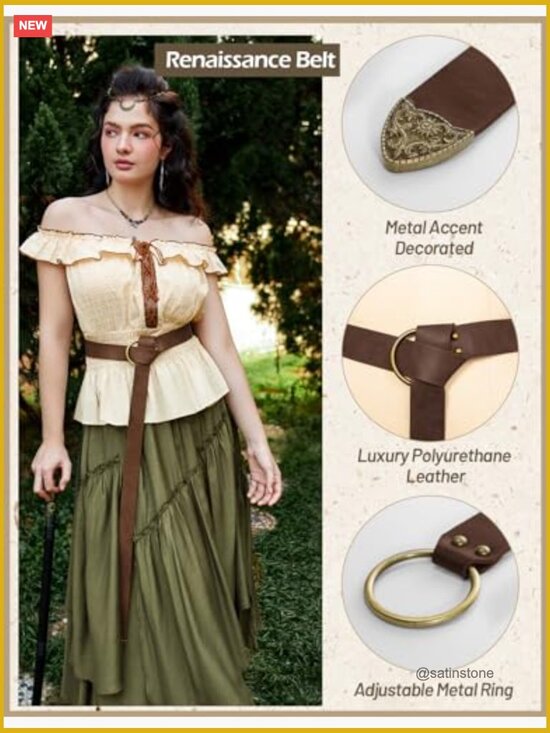 Medieval PU Leather Belt Renaissance Accessory Pirate Viking Belt main image 7